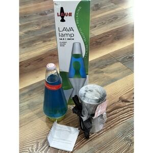 New2012 The Original Classic Lava Lamp Lite 14.5" Yellow Lava Blue Liquid Silver